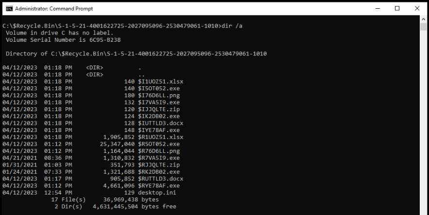 Windows Artifacts - Recycle Bin - source page 94