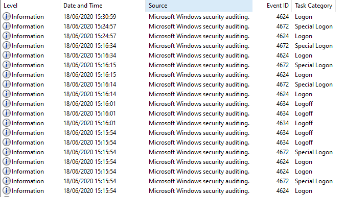 Windows Event Logs - source page 36