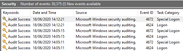 Windows Event Logs - source page 25