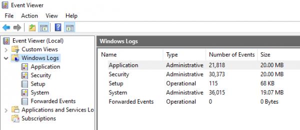 Windows Event Logs - source page 22