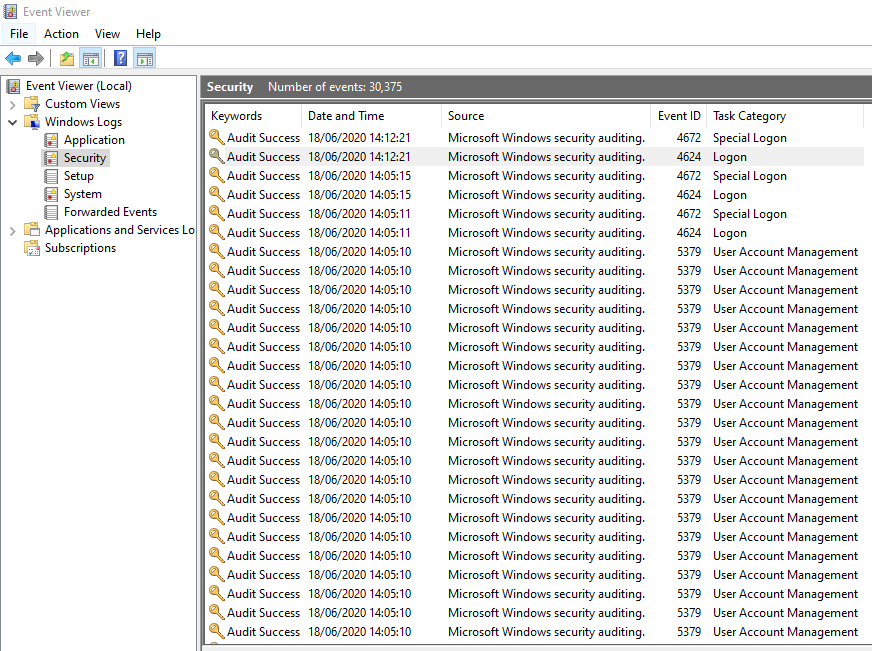 Windows Event Logs - source page 24